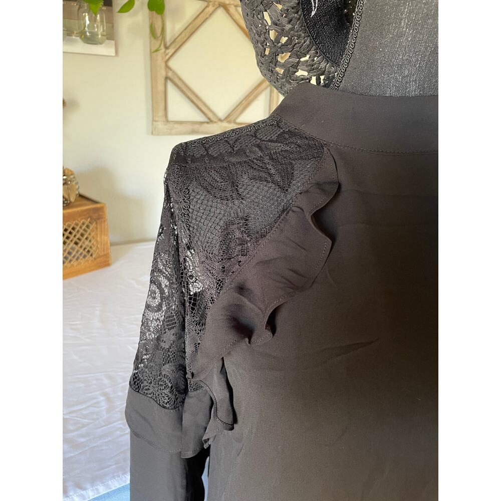 Torrid Georgette Crochet Inset Top Black Plus Size - Picture 10 of 12